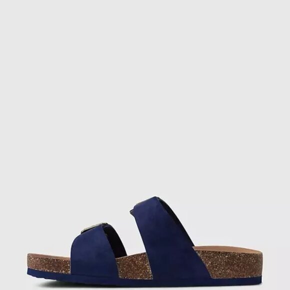 NWT Gap Kids Navy Blue Double Buckle Cork Sandals Shoes slides slippers Sz 3-4 - Picture 12 of 15